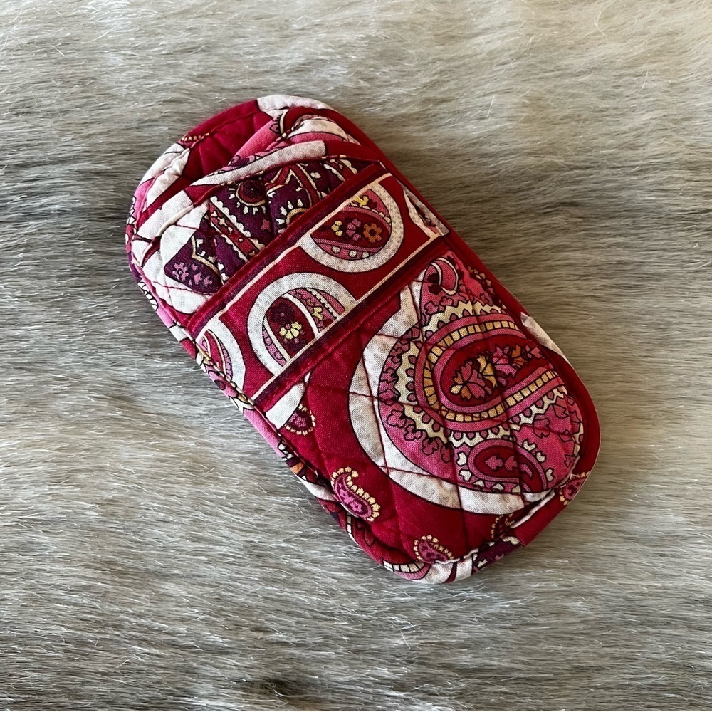 VERA BRADLEY Rosy Posey 2012 Double Eye Case Red Floral Quilted Travel Y2K